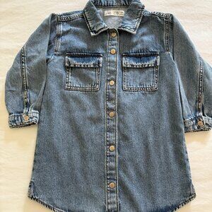 Zara Denim Long Sleeved Dress, Snap Front, Size 5